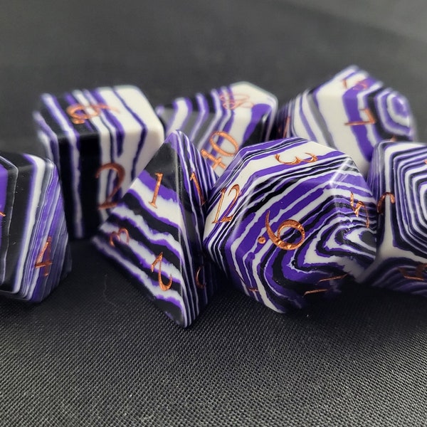 Guardians of Twilight | Gemstone Dice Set ~ Black/White/Purple Layers