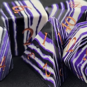 Guardians of Twilight | Gemstone Polyhedral Dice Set ~ Black, White, Purple Layers ~ D&D, RPG Dice