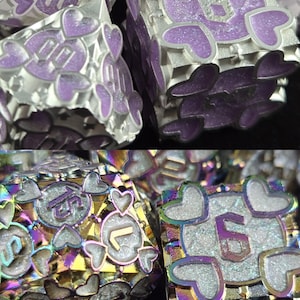 Hearts of the Feywild | Metal Dice Set ~ Silver/Pink or Rainbow/Pearl ~ TTRPG Dice