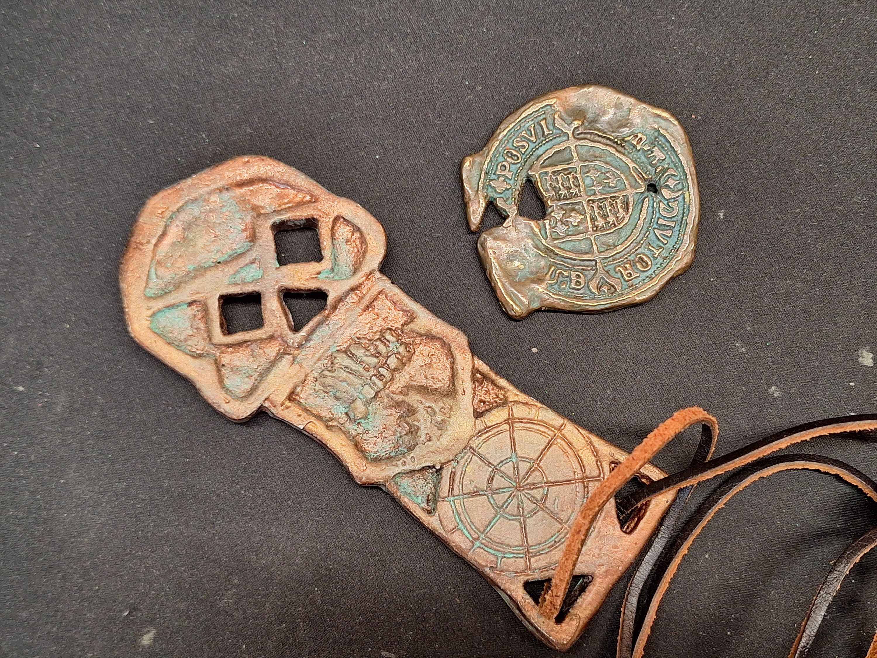 Doublon Coin and Copper Bones Key, (goonies), Made in Metal