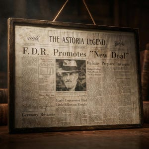 Replica of the Astoria Legend Newspaper, Chester Copperpot Newspaper. With frame (from the movie THE GOONIES)