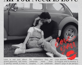 Valentine’s Day Newspaper Announcement Template Bundle | Editable Canva Love Announcement | Printable Romantic Gift