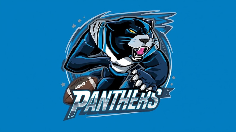 Carolina Football PNG | Black Blue Football Panthers T Shirt Design ...