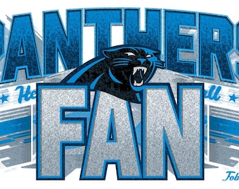Carolina Football PNG | Black Blue Football Panthers T Shirt Design | Game Day Graphic | Football Fan Digital Download