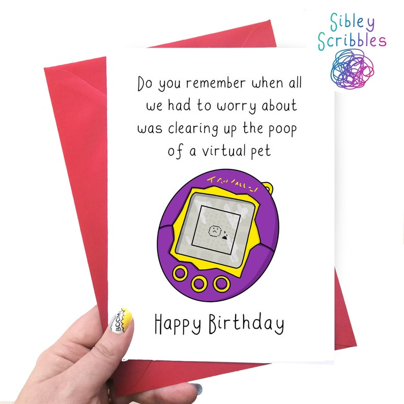 retro-virtual-pet-poop-birthday-card-blank-inside-for-him-etsy