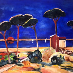 Pinewood at sunset (Marina), oil painting, 40*50 cm