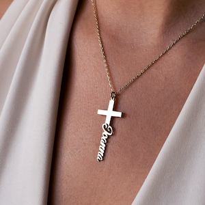 Personalized Sterling Silver Cross Necklace: Christening Gift