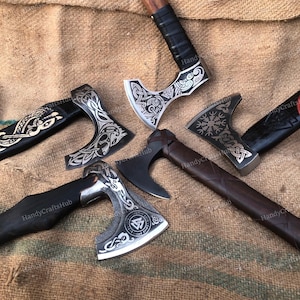 Hand-Forged Viking Axe, Fantasy Hatchet, Norse Bearded Axe Décor Battle Axe, Costume Gift for Him, Birthday & Anniversary, Handcrafted Axes