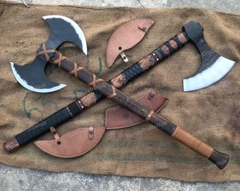 Hacha vikinga de dos manos forjada a mano, hacha de batalla nórdica grande, hacha medieval de dos manos, accesorio para disfraz vikingo, regalo para guerrero nórdico, hacha para LARP