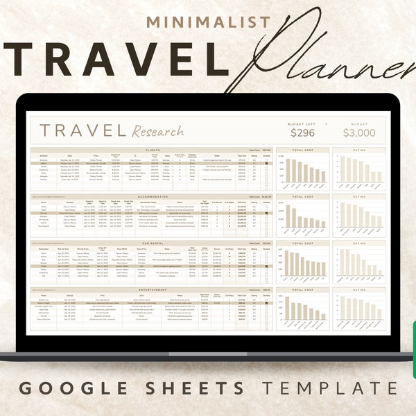 Trip Comparison Spreadsheet - Etsy