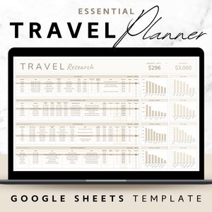 Travel Research Comparison Planner Google Sheets Template, Simple Editable Travel Budget Spreadsheet, Bachelorette Trip Expense Tracker