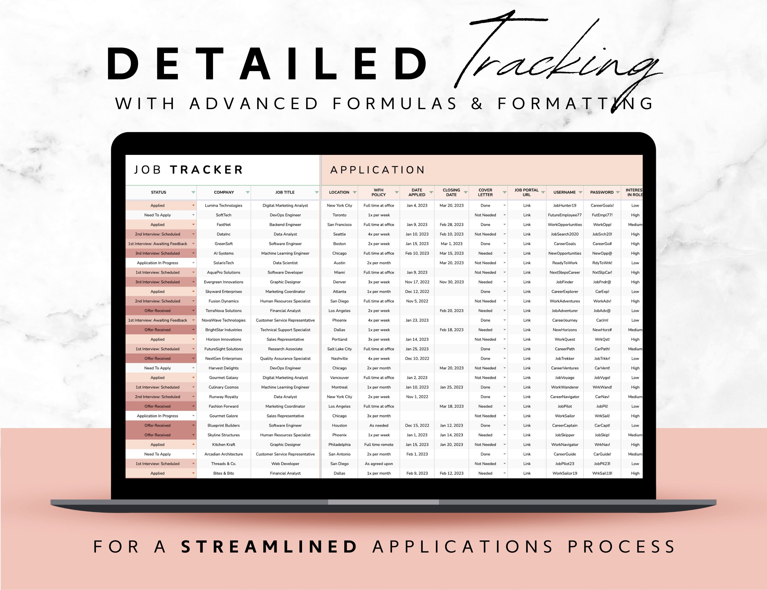 Job Application Tracker, Google Sheets Template, Job Interview Planner ...