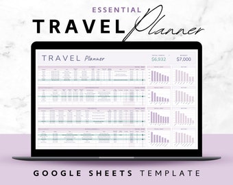 Editable Travel Planner Google Sheets Template, Simple Travel Research Budget Spreadsheet, Aesthetic Summer Vacation Trip Expense Tracker