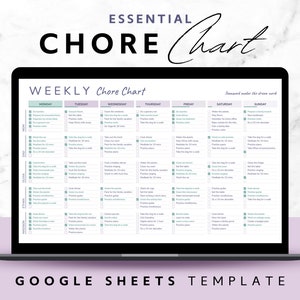 Weekly Chore Chart Google Sheets Template, Editable Family Calendar Checklist Purple Printable Employee Cleaning Planner Tracker Spreadsheet