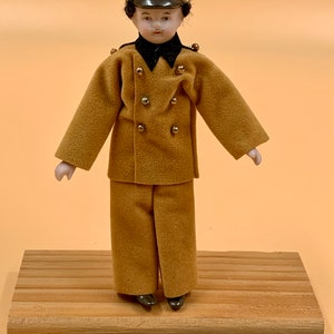 Rare Vintage Sonia Messer Dollhouse Miniature Chauffeur~ Porcelain and Fabric