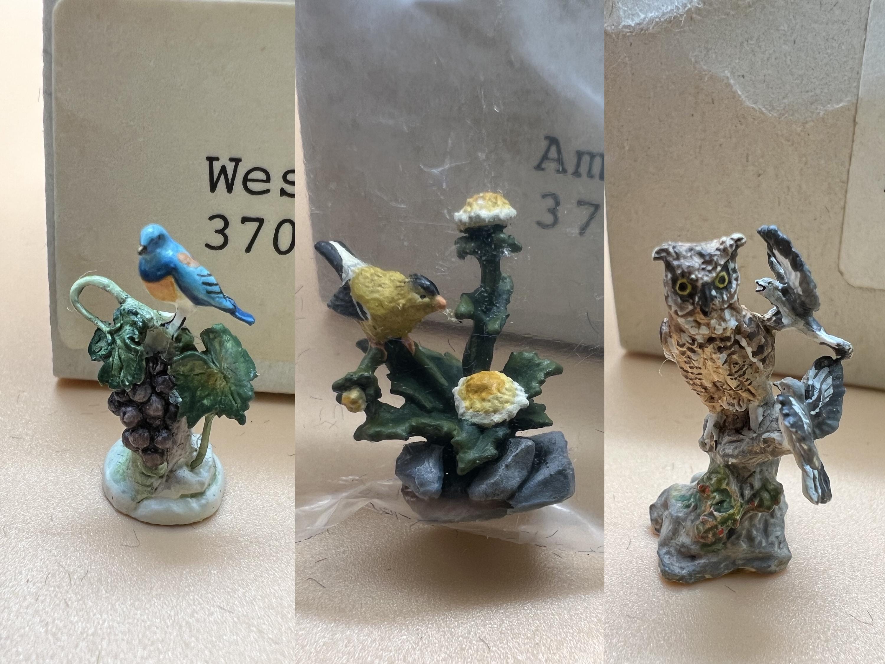 Olszewski Goebel Miniatures Wildlife Collection: Owl, Bluebird, Goldfinch Set