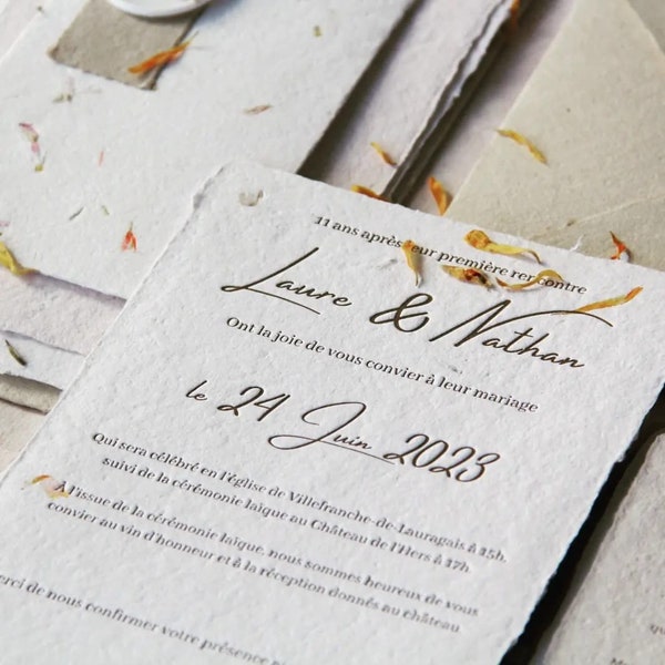 Pflanzbare Hochzeitseinladungen, Hochzeitseinladungen, kundenspezifische Hochzeitseinladungen, Samenpapiereinladungen, Baumwollpapier