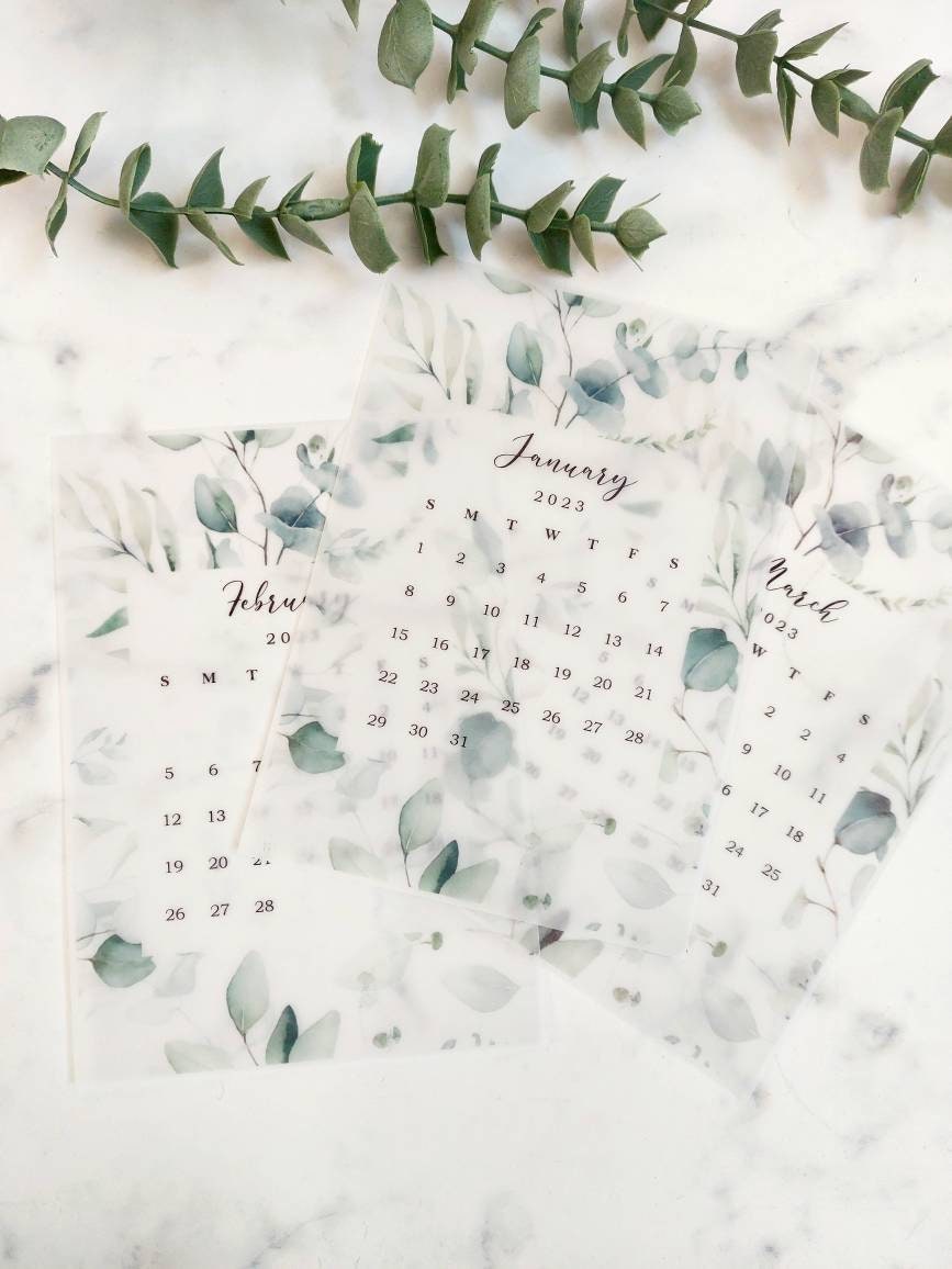 12 Monthly 2023 Planner Insert Dashboard Set, Vellum Transparent