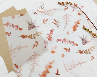 Vellum Paper in an Autumnal / Fall vellum design. Translucent paper.