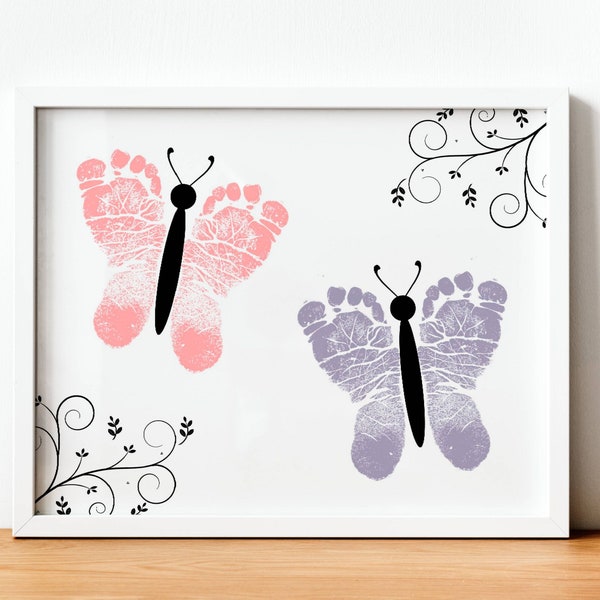 Butterfly Footprint Craft, Footprint Art, Baby Keepsake, Daycare Craft, Daycare Activity, Toddler Craft, Printable Craft Template