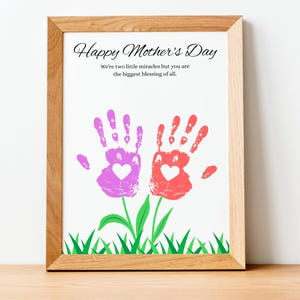 Handafdruk Moederdagbloem, Handafdruk Moederdag, Handafdruk Moederdag, Knutselen Kinderdagverblijf, Afdrukbaar Knutselen, Moederdagaandenken, Babyknutsel, Twee kinderen