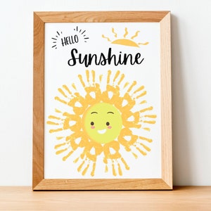 Sun Handprint Craft, Sunshine Footprint Art, Summer Crafts, Daycare Crafts, Baby Keepsake, Printable Template, Baby Art