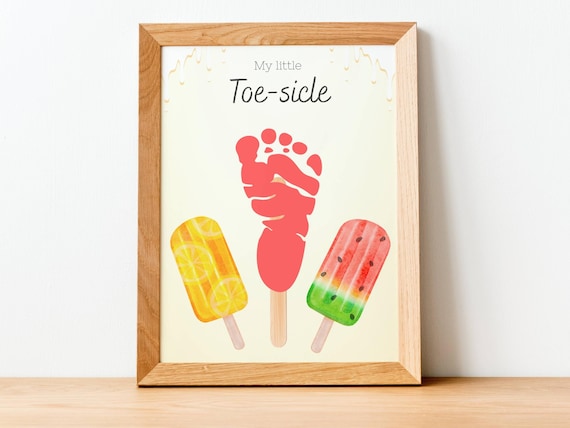 Popsicle Footprint Craft, Baby Keepsake, Crafts for Kids, Printable Summer Activity, Daycare Art, Ice Cream Craft, Toddler Activity