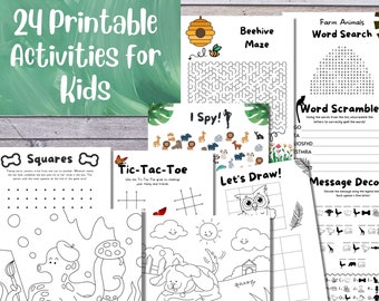 Kids Activity Bundle, Printable Games, Coloring Pages (PDF)