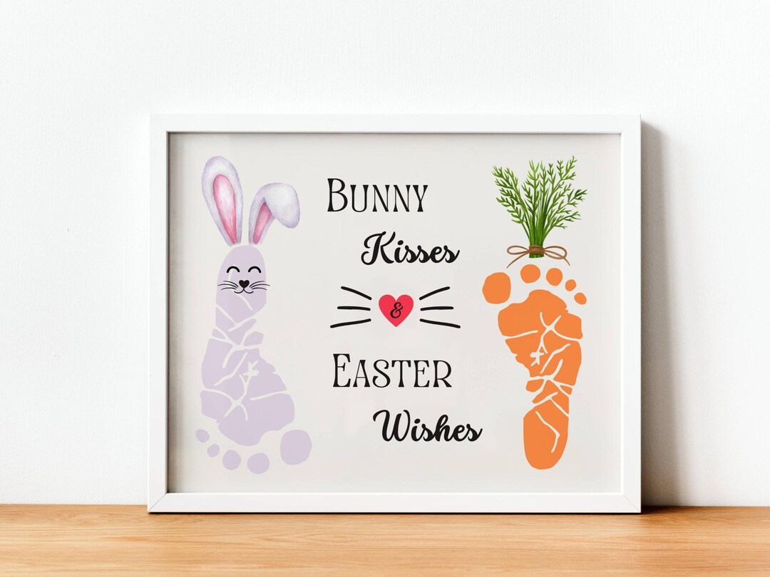 Bunny & Carrot Easter Footprint Craft for Kids, Printable Craft ...