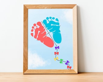 Drachen-Fußabdruck-Kunst, Baby-Andenken-Handwerk (druckbare Vorlage)