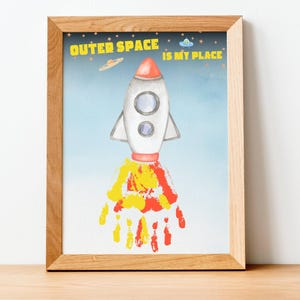 Spaceship Handprint Craft, Baby Keepsake, Space Art, Crafts for Kids, Daycare Activity, Nursery Decor, Toddler Activities, DIY Paint Craft