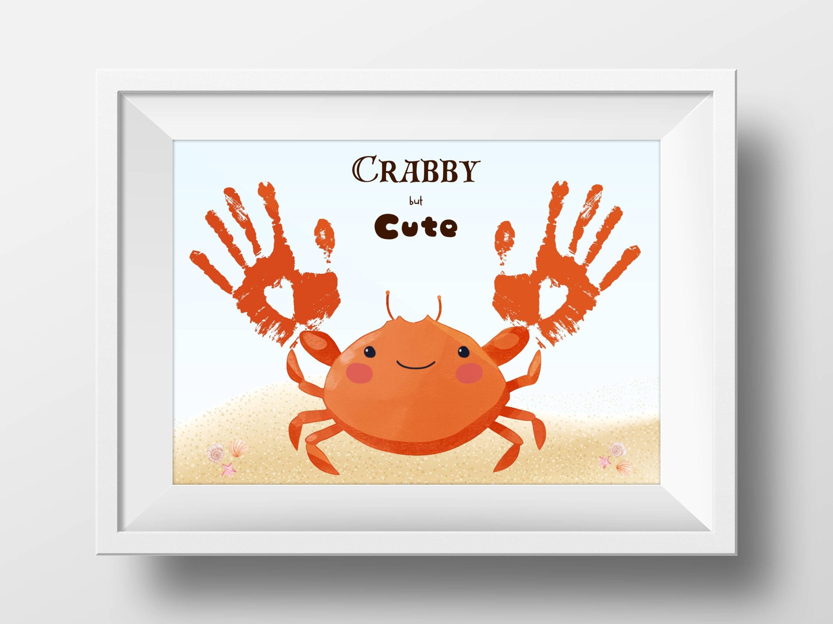 カニの手形アート、赤ちゃんの記念品、夏の工作（PDF、JPG、PNG