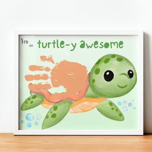 Süße Schildkröte Handabdruck, Baby Andenken, Niedliches Tier Handwerk, Kindergarten Aktivität, Kleinkind Handwerk Baby Handwerk, Handabdruck Kunst, Kinderzimmer Dekor