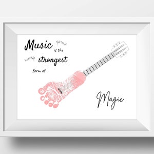 Printable Guitar Footprint Art, Footprint Craft Template, Daycare Activities, Activities for Toddlers, Baby Keepsake, Printable Template