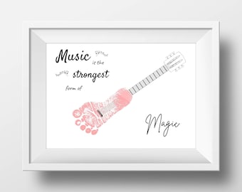 Guitar Footprint Art, Baby Keepsake Template (PDF & JPG)