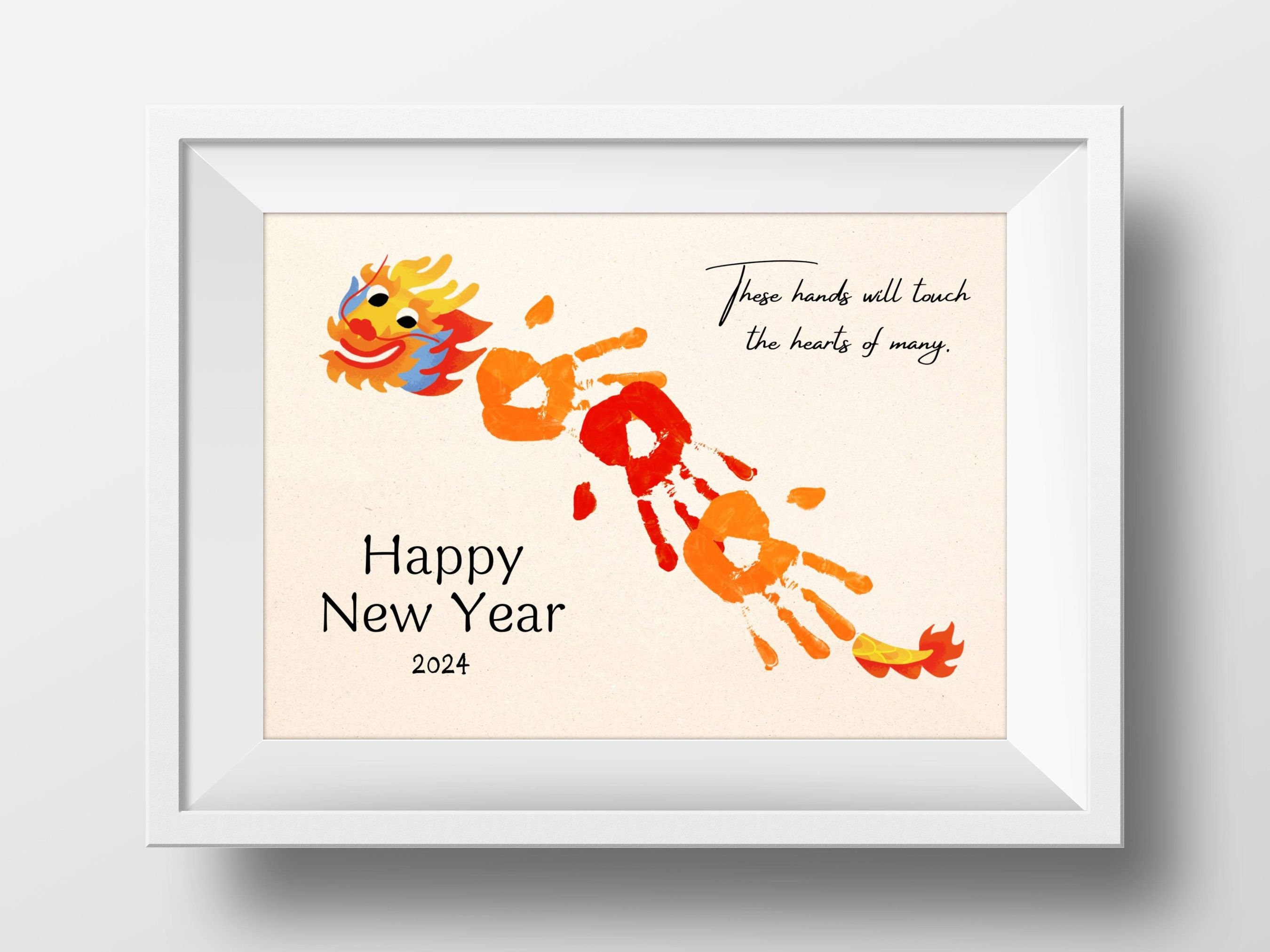 Lunar New Year Handprint Craft Template, Chinese New Year, Dragon