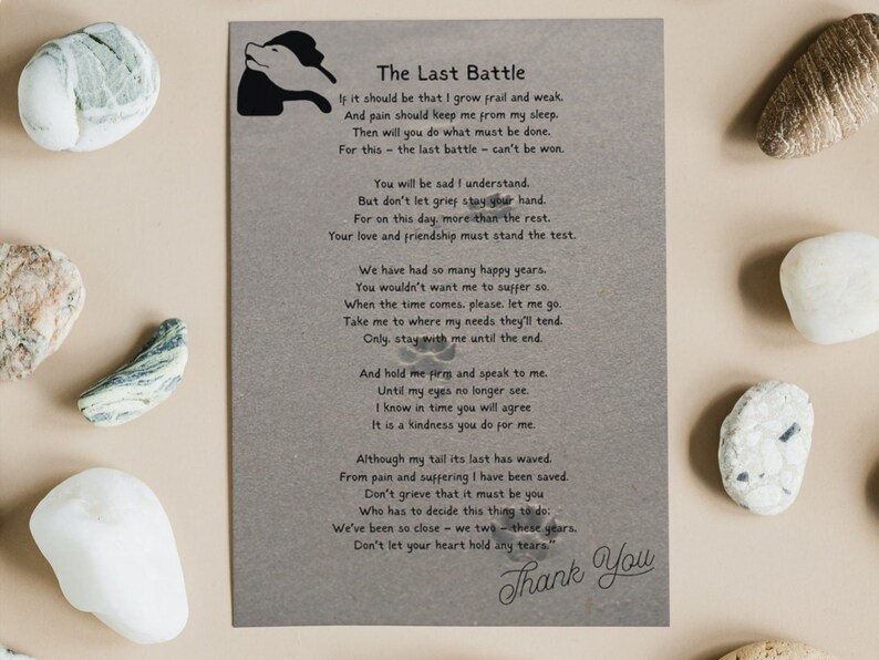 The Last Battle Printable Poem Pet Euthanasia Card Pet Loss Etsy Canada