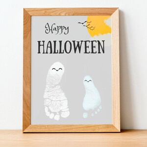Ghost Footprint Craft, Halloween DIY Art, Daycare Craft, Baby Keepsake, Toddler Activity, Halloween Crafts for 2 Kids