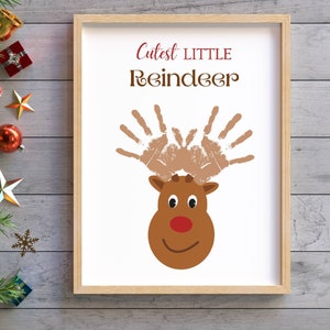 Reindeer Handprint Craft, Christmas Art, Printable Craft Template, Christmas Handprint Craft, Baby Christmas Keepsake, Daycare Crafts