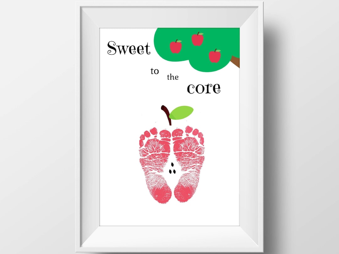 Apple Footprint Craft, Footprint Art, Baby Keepsake, Toddler Craft