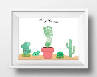 Fußabdruck mit Kaktus, Fußabdruck, Tagesstätten-Aktivitäten, Baby-Andenken, Aktivitäten für Babys, Kunst und Handwerk mit Kleinkind