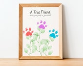 Personalized Pet Paw Craft, Paw Print Art, Dog Paw Craft, Cat Paw Craft, Pet Keepsake, Personalized Paw Print, Flower Paw Craft