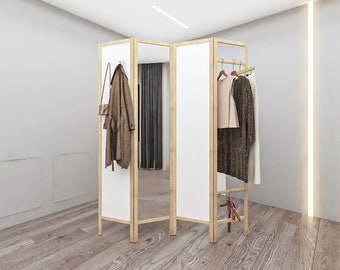 Room divider, mirror room Divider, Dressing screen, Folding screen, Room dividers, Wood room divider, mirror, Room divider, dressing cabin