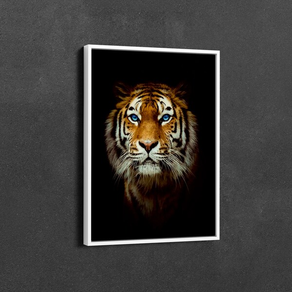 Framed Tiger Wall Art, High-Quality Canvas Print, Exotic Safari Decor, Perfect Housewarming Gift, Ideal for Office Decor