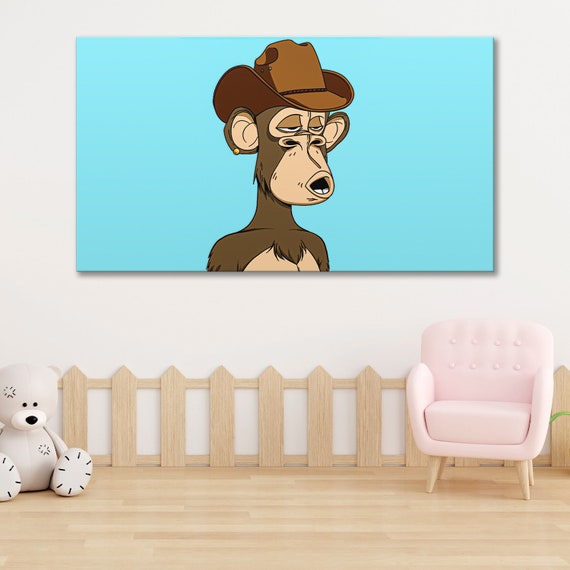 Monkey Wearing Cowboy Hat Canvas Wall 