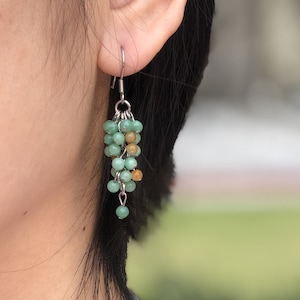 Burmese Natural Jade Grape Pendant Earrings,Victoria Green dangle Earring,Exquisite Handmade Jewelry,Presence Earrings,Jewelry Gifts for Her