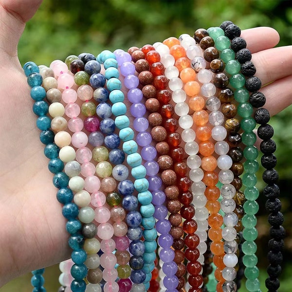 Genuine Natural Gemstone Beads,Healing Energy Loose Smooth Spacer Beads,Round For Bracelet Necklace DIY Jewelry Making Design 4/6/8/10/12mm