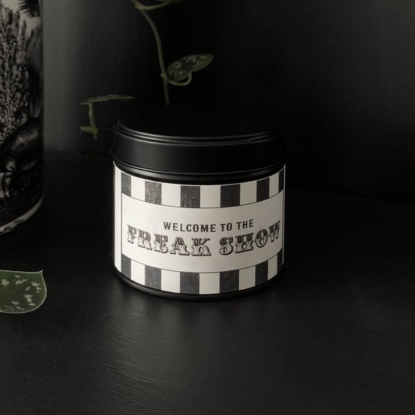 Freak Show Candle - Fairground Sweets Scented- Popcorn, Candy Floss & Bubblegum - 250ml Soy Container Candle