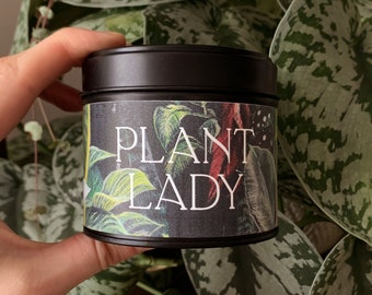 Plant Lady/Plant Daddy - Fresh Cut Grass Scented - Cool Lily & Cut Stems Scented - Personaliseable - 250ml Soy Container Candle