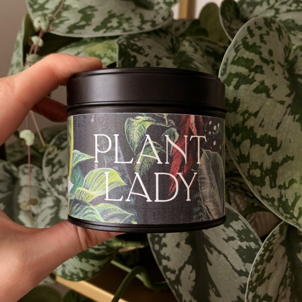 Plant Lady/Plant Daddy - Fresh Cut Grass Scented - Cool Lily & Cut Stems Scented - Personaliseable - 250ml Soy Container Candle